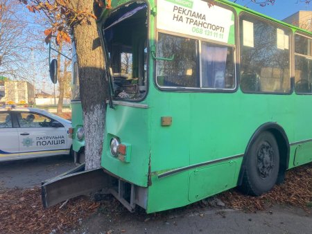 На вулиці Вітрука тролейбус вилетів на зустрічну та зіткнувся з деревом