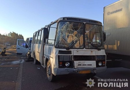 Мікроавтобус і два автобуси зіткнулися поблизу Житомира: семеро людей потрапили до лікарень