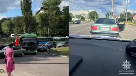 Перекрив проїзд громадському транспорту: у Житомирі патрульні притягнули до відповідальності водія Audi